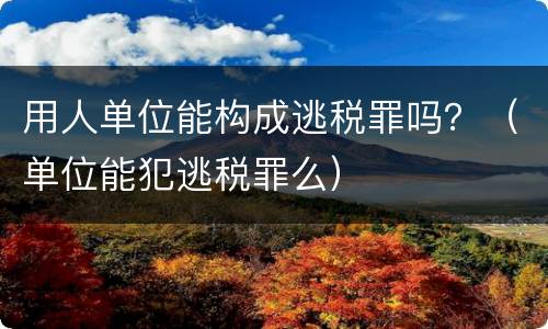 用人单位能构成逃税罪吗？（单位能犯逃税罪么）