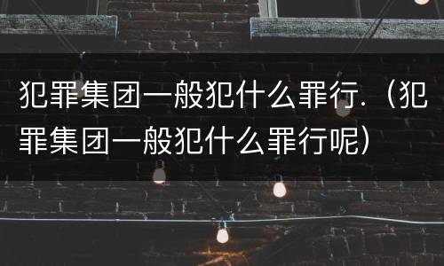 犯罪集团一般犯什么罪行.（犯罪集团一般犯什么罪行呢）