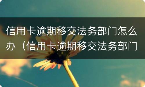信用卡逾期移交法务部门怎么办（信用卡逾期移交法务部门怎么办电话号码）