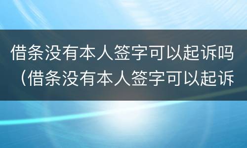 借条没有本人签字可以起诉吗（借条没有本人签字可以起诉吗怎么写）
