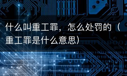 什么叫重工罪，怎么处罚的（重工罪是什么意思）