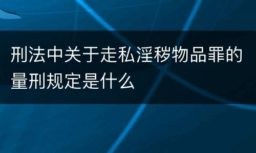刑法中关于走私淫秽物品罪的量刑规定是什么