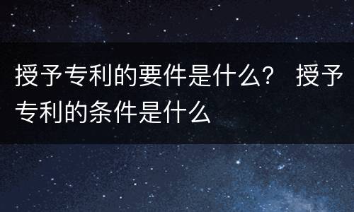 授予专利的要件是什么？ 授予专利的条件是什么