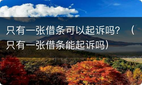 只有一张借条可以起诉吗？（只有一张借条能起诉吗）