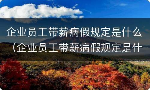 企业员工带薪病假规定是什么（企业员工带薪病假规定是什么意思）