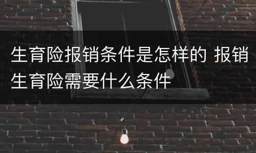 生育险报销条件是怎样的 报销生育险需要什么条件