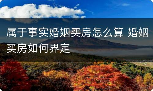 属于事实婚姻买房怎么算 婚姻买房如何界定