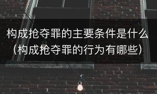 构成抢夺罪的主要条件是什么（构成抢夺罪的行为有哪些）