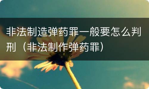 非法制造弹药罪一般要怎么判刑（非法制作弹药罪）