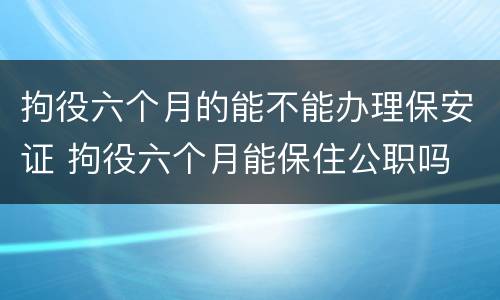 拘役六个月的能不能办理保安证 拘役六个月能保住公职吗