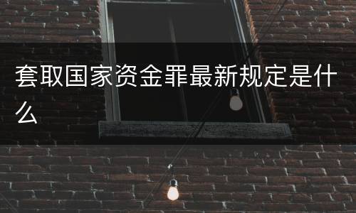 套取国家资金罪最新规定是什么