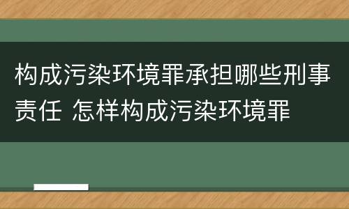 构成污染环境罪承担哪些刑事责任 怎样构成污染环境罪