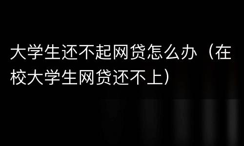 大学生还不起网贷怎么办（在校大学生网贷还不上）