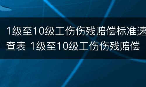 1级至10级工伤伤残赔偿标准速查表 1级至10级工伤伤残赔偿标准速查表图片
