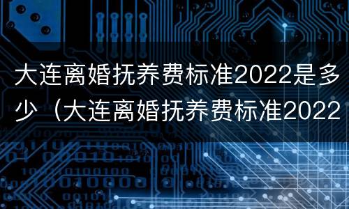 大连离婚抚养费标准2022是多少（大连离婚抚养费标准2022是多少岁）