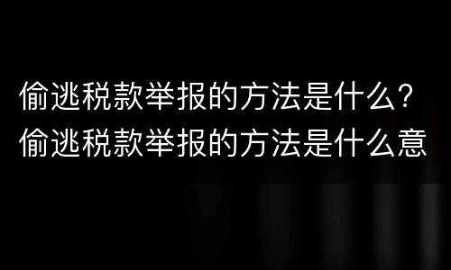 偷逃税款举报的方法是什么? 偷逃税款举报的方法是什么意思