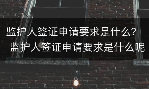 监护人签证申请要求是什么？ 监护人签证申请要求是什么呢