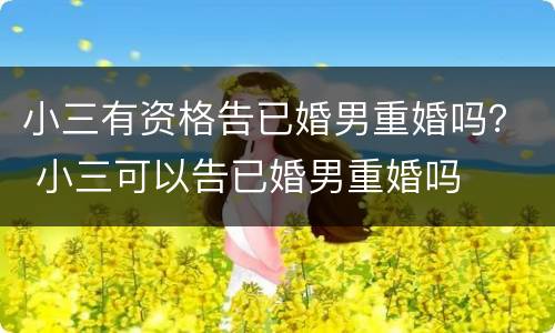 小三有资格告已婚男重婚吗？ 小三可以告已婚男重婚吗