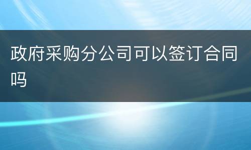 政府采购分公司可以签订合同吗