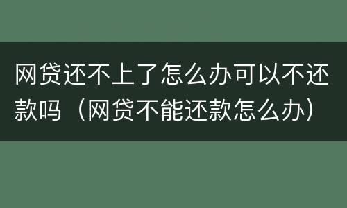 网贷还不上了怎么办可以不还款吗（网贷不能还款怎么办）