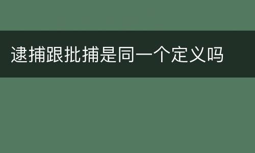 逮捕跟批捕是同一个定义吗