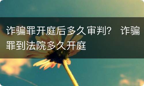 诈骗罪开庭后多久审判？ 诈骗罪到法院多久开庭