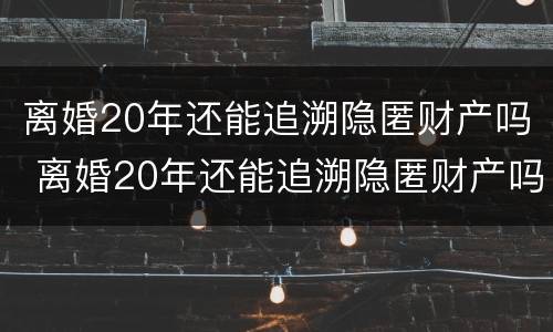 离婚20年还能追溯隐匿财产吗 离婚20年还能追溯隐匿财产吗为什么