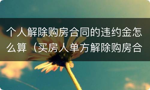 个人解除购房合同的违约金怎么算（买房人单方解除购房合同违约金）