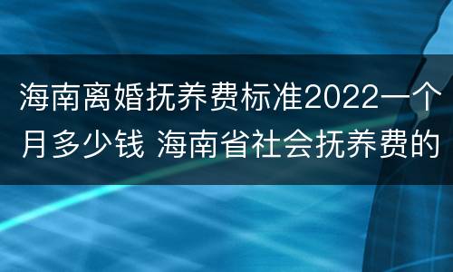 海南离婚抚养费标准2022一个月多少钱 海南省社会抚养费的征收标准