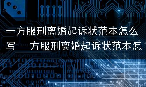 一方服刑离婚起诉状范本怎么写 一方服刑离婚起诉状范本怎么写的