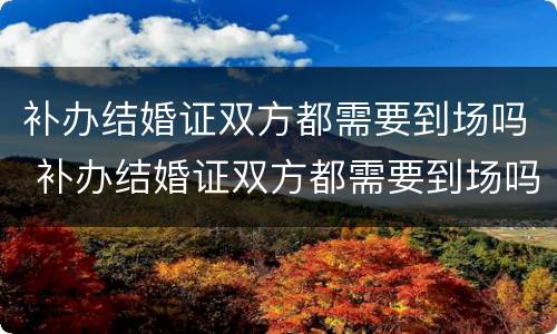 补办结婚证双方都需要到场吗 补办结婚证双方都需要到场吗