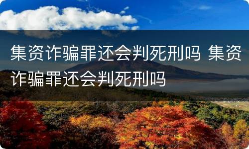 集资诈骗罪还会判死刑吗 集资诈骗罪还会判死刑吗