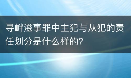 寻衅滋事罪中主犯与从犯的责任划分是什么样的？