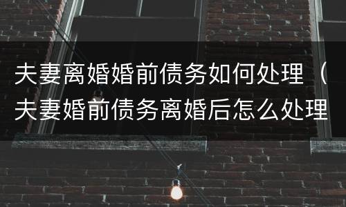 夫妻离婚婚前债务如何处理（夫妻婚前债务离婚后怎么处理）
