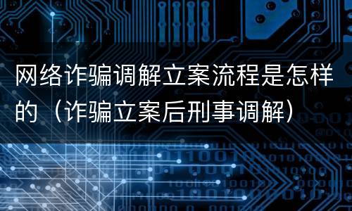 网络诈骗调解立案流程是怎样的（诈骗立案后刑事调解）