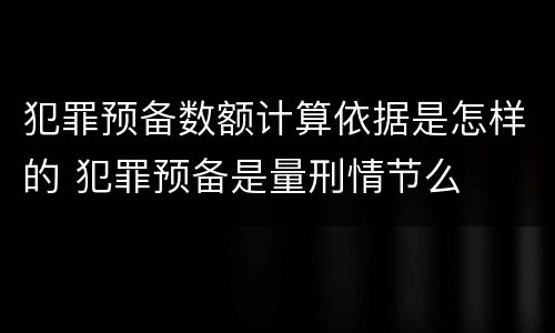 犯罪预备数额计算依据是怎样的 犯罪预备是量刑情节么