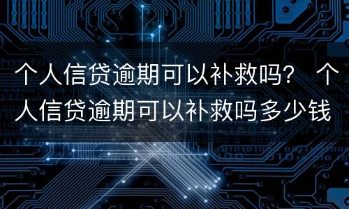 个人信贷逾期可以补救吗？ 个人信贷逾期可以补救吗多少钱