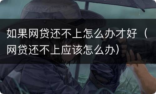 如果网贷还不上怎么办才好（网贷还不上应该怎么办）