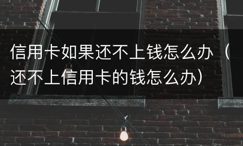信用卡如果还不上钱怎么办（还不上信用卡的钱怎么办）