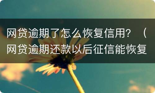 网贷逾期了怎么恢复信用？（网贷逾期还款以后征信能恢复吗）