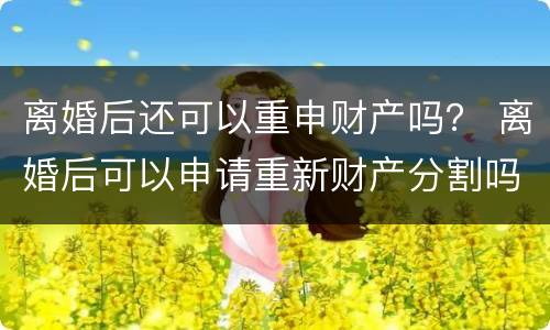 离婚后还可以重申财产吗？ 离婚后可以申请重新财产分割吗
