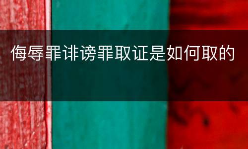 侮辱罪诽谤罪取证是如何取的