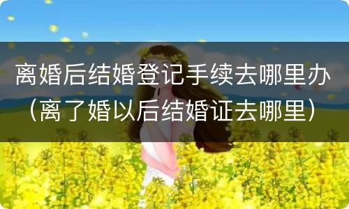 离婚后结婚登记手续去哪里办（离了婚以后结婚证去哪里）