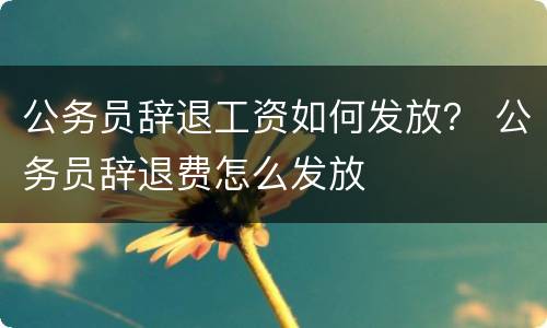 公务员辞退工资如何发放？ 公务员辞退费怎么发放