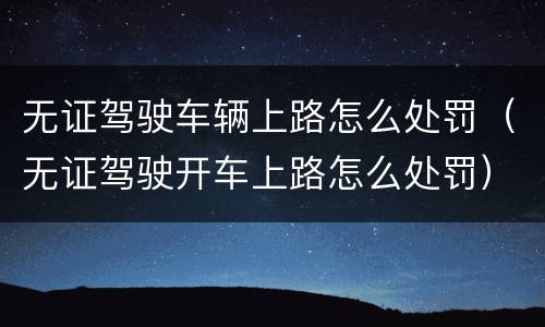 无证驾驶车辆上路怎么处罚（无证驾驶开车上路怎么处罚）