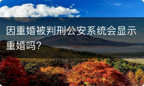 因重婚被判刑公安系统会显示重婚吗?
