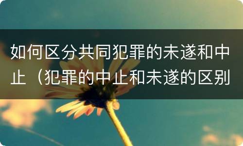 如何区分共同犯罪的未遂和中止（犯罪的中止和未遂的区别）