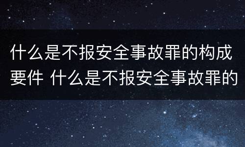 什么是不报安全事故罪的构成要件 什么是不报安全事故罪的构成要件