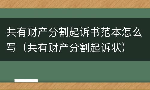 共有财产分割起诉书范本怎么写（共有财产分割起诉状）