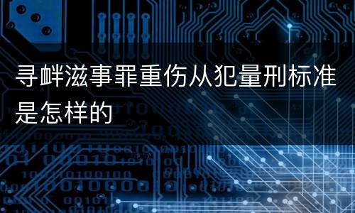 寻衅滋事罪重伤从犯量刑标准是怎样的